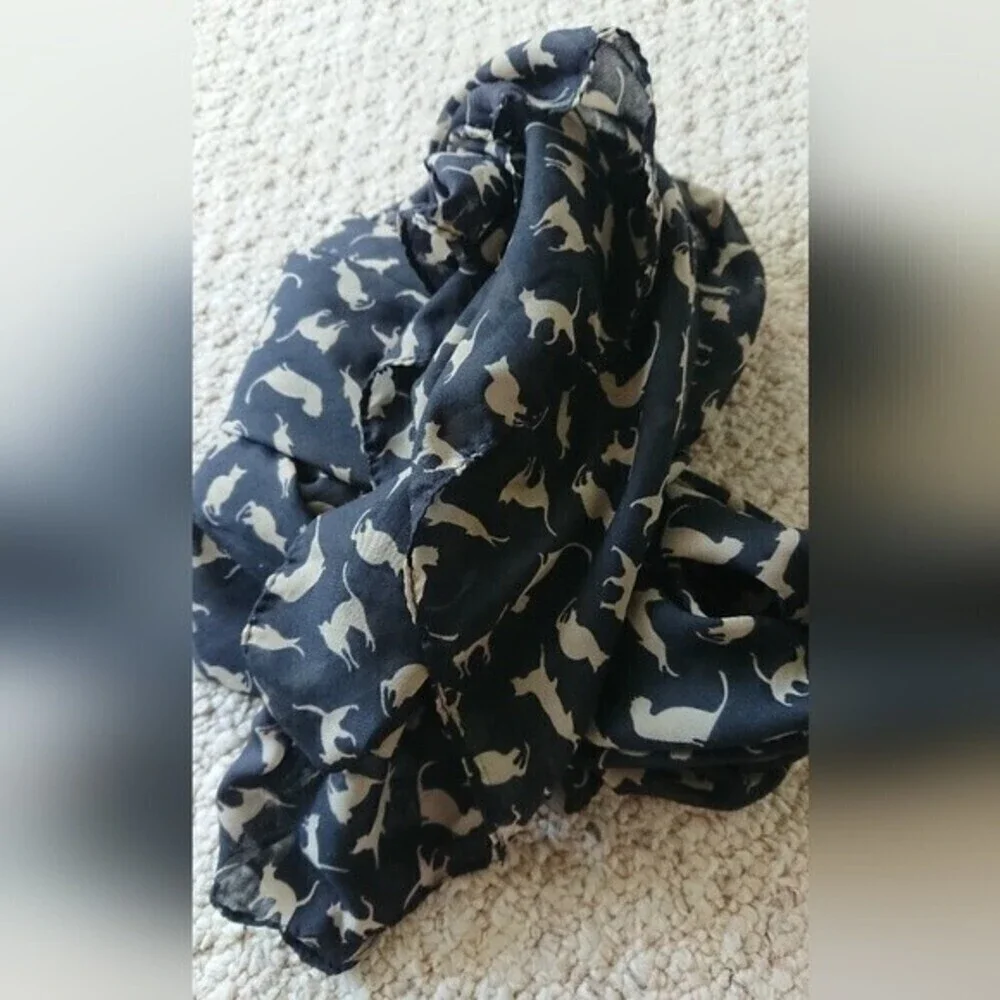 Dancing Cat Chiffon Scarf